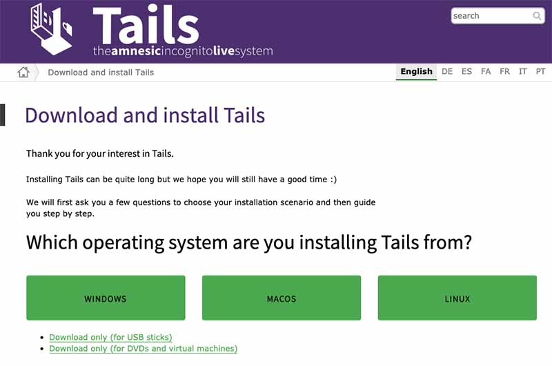 linux or tails for mac